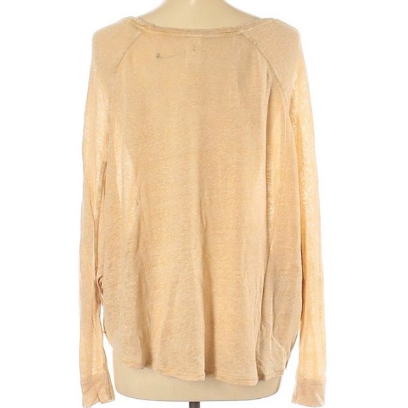 We The Free Slub Knit Gold Linen Blend Sweater Top - Picture 2 of 7